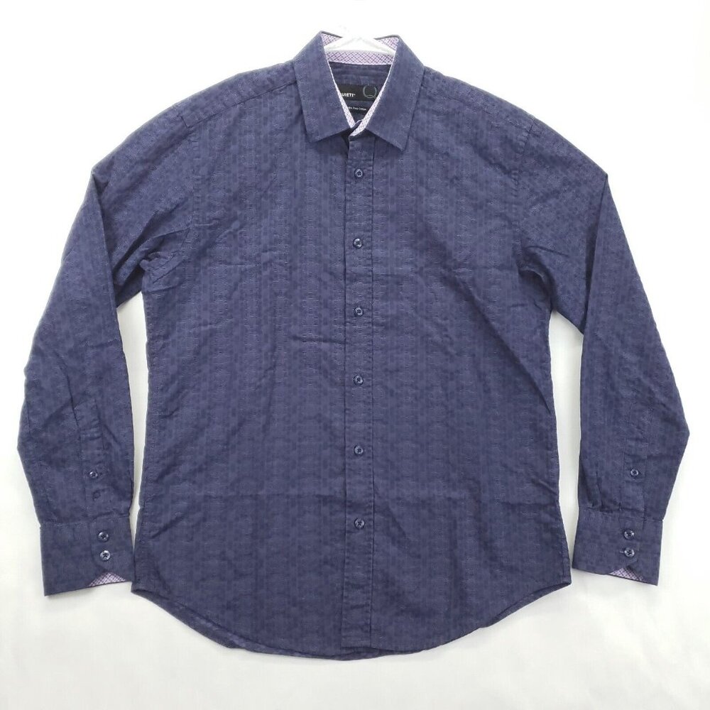 Quieti Shirt Mens Small Purple 100% Fine Cotton Long Sleeve Flip Cuffs Button-Up